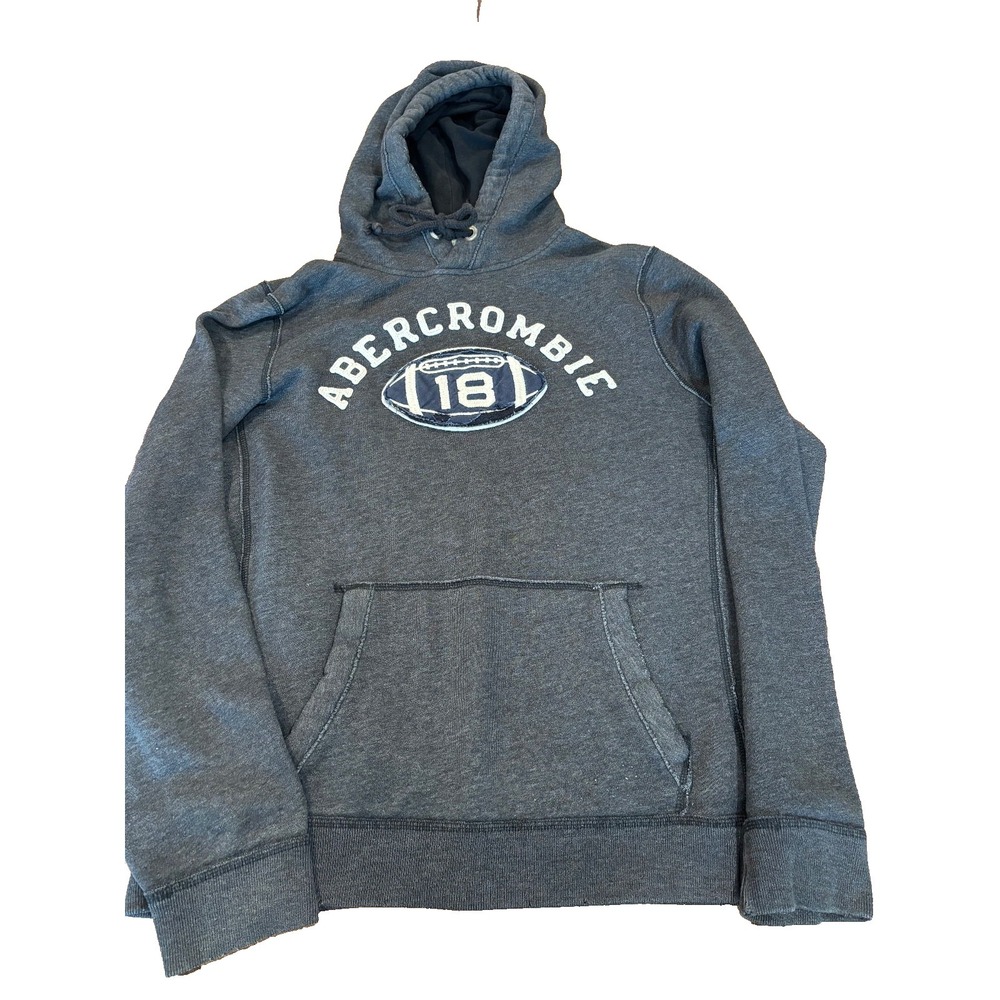 Abercrombie & Fitch Jacket Hoodie‎ sweatshirt muscle grey football 18 mens' sz L
